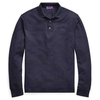 Shop Ralph Lauren Piqué Long-sleeve Polo Shirt In Classic Chairman Navy