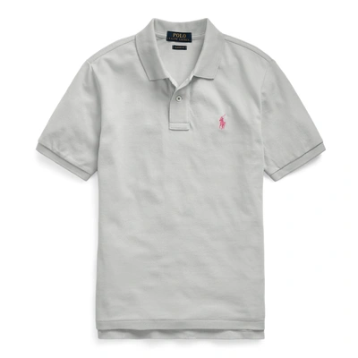 Shop Polo Ralph Lauren Cotton Mesh Polo Shirt In Light Smoke