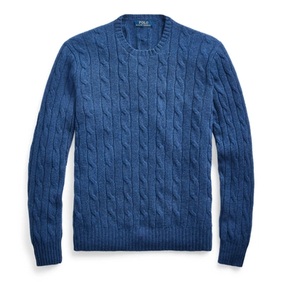 Shop Ralph Lauren Cable-knit Cashmere Sweater In Rustic Navy Heather