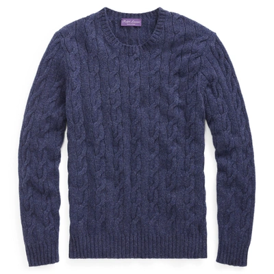 Shop Ralph Lauren Cable-knit Cashmere Sweater In Squadron Blue Heather