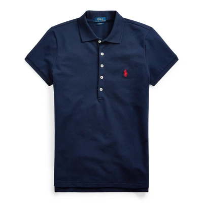Shop Ralph Lauren Slim Fit Stretch Polo Shirt In Newport Navy