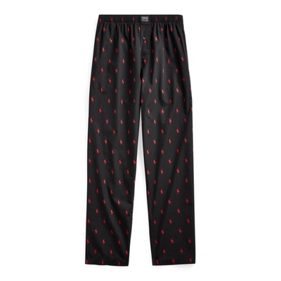Shop Polo Ralph Lauren Signature Pony Pajama Pant In Rl Black/rl2000 Red