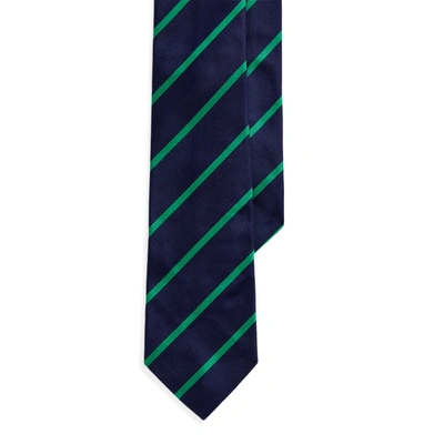 Shop Ralph Lauren Striped Silk Repp Tie In Navy/green