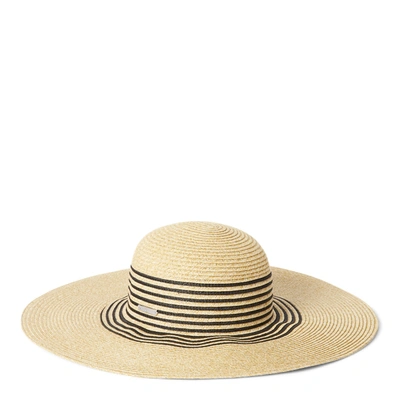 Shop Lauren Ralph Lauren Striped Paper Sun Hat In Natural/black
