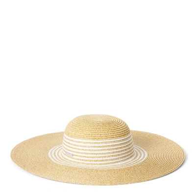 Shop Lauren Ralph Lauren Striped Paper Sun Hat In Natural/white