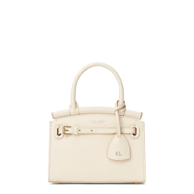 Shop Ralph Lauren Calfskin Mini Rl50 Handbag In Bone