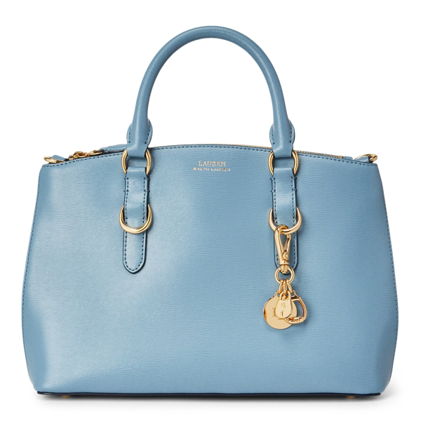 Lauren Ralph Lauren Saffiano Leather Mini Satchel In Blue Mist | ModeSens