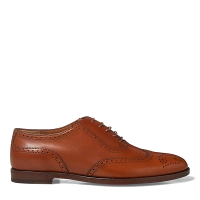 Shop Ralph Lauren Quintin Calfskin Oxford In Tan