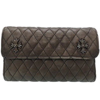 Pre-owned Chrome Hearts Leather Small Bag In Grey