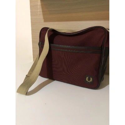 Pre-owned Fred Perry Cloth Satchel In Burgundy