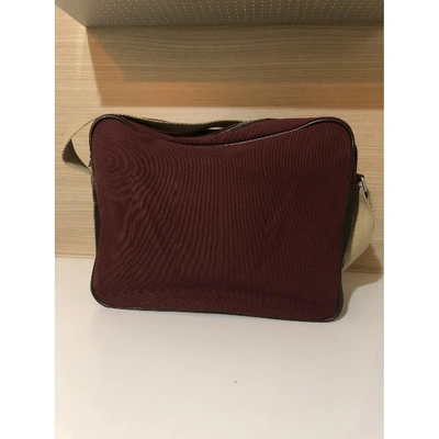 Pre-owned Fred Perry Cloth Satchel In Burgundy