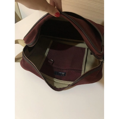 Pre-owned Fred Perry Cloth Satchel In Burgundy