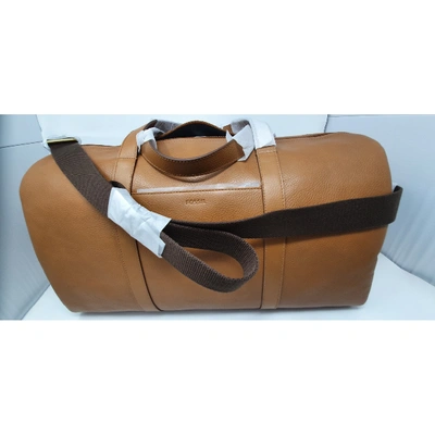 Pre-owned Fossil Leather Weekend Bag In Brown