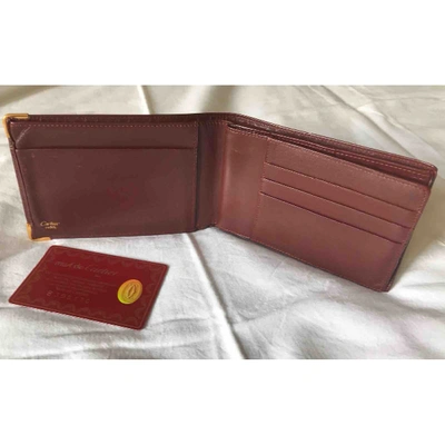 Pre-owned Cartier Leather Small Bag In Burgundy