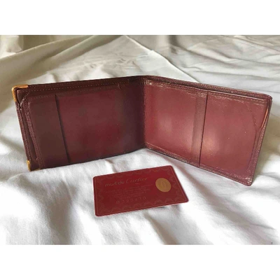 Pre-owned Cartier Leather Small Bag In Burgundy