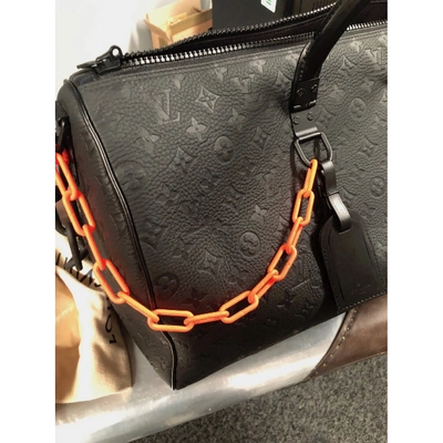 Pre-owned Louis Vuitton Keepall Black Leather Bag