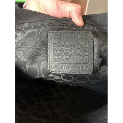 Pre-owned Coach Cloth Weekend Bag In Black