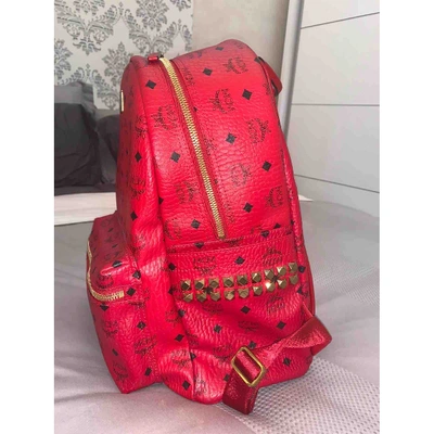 Pre-owned Mcm Leather Travel Bag In Red