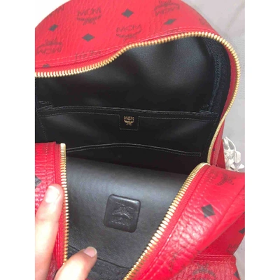 Pre-owned Mcm Leather Travel Bag In Red