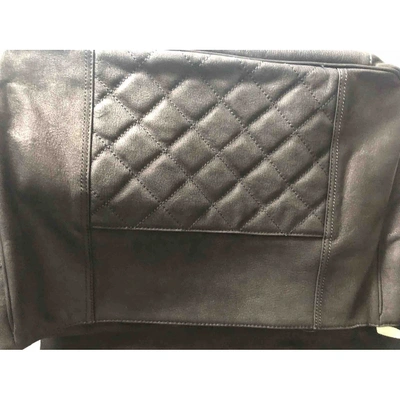 Pre-owned Versus Leather Satchel In Black