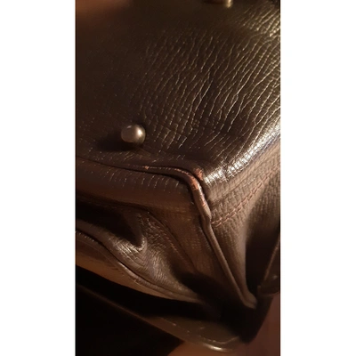 Pre-owned Giorgio Armani Leather Satchel In Brown