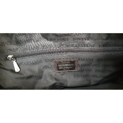 Pre-owned Emporio Armani Leather Travel Bag In Brown