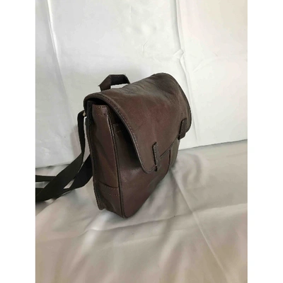 Pre-owned Fossil Leather Satchel In Brown