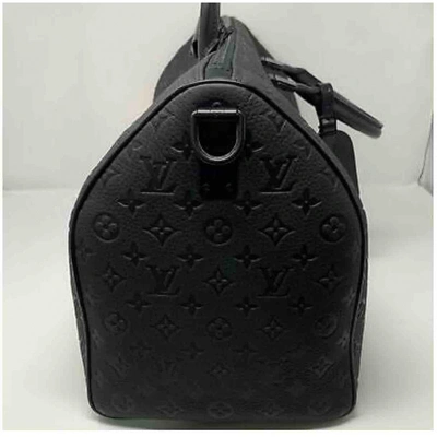 Pre-owned Louis Vuitton Keepall Leather Travel Bag In Black