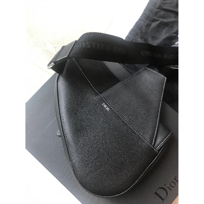 Pre-owned Dior Saddle Leather Satchel In Black