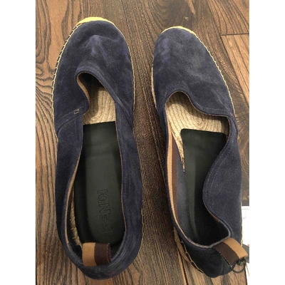 Pre-owned Fendi Navy Suede Espadrilles