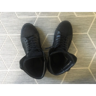 Pre-owned The Kooples Leather High Trainers In Black