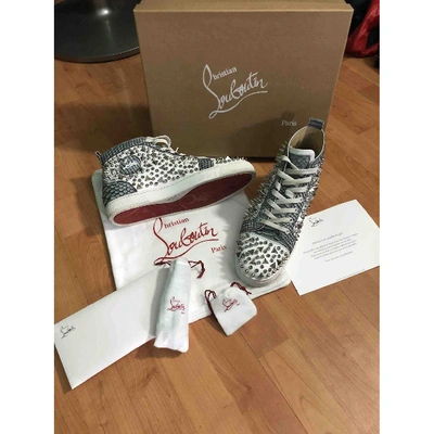 Pre-owned Christian Louboutin Louis White Python Trainers