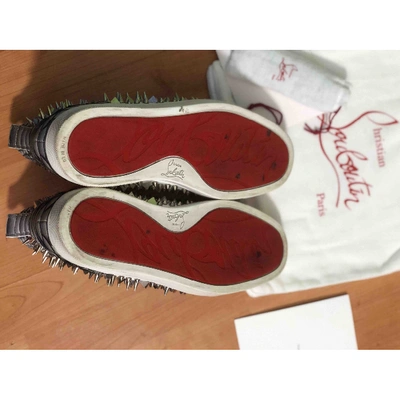 Pre-owned Christian Louboutin Louis White Python Trainers