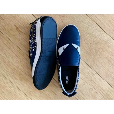 Pre-owned Fendi Navy Leather Trainers