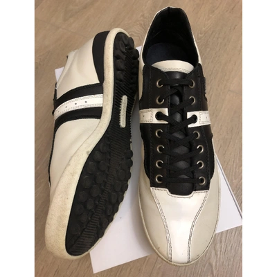Pre-owned Z Zegna Leather Low Trainers In White