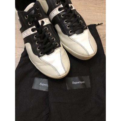 Pre-owned Z Zegna Leather Low Trainers In White
