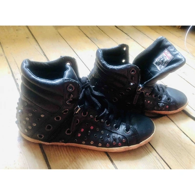 Pre-owned Ash Leather High Trainers In Black