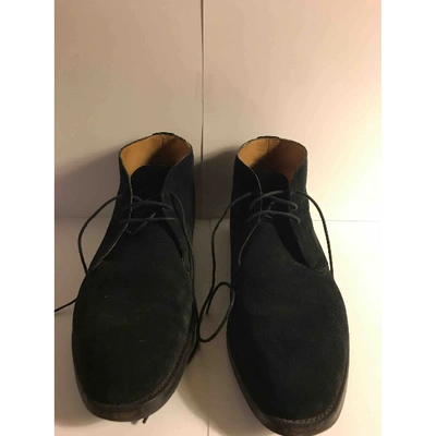 Pre-owned Edward Green Black Suede Lace Ups