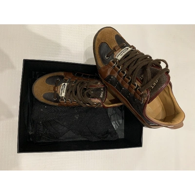 Pre-owned Dsquared2 Leather Low Trainers In Brown