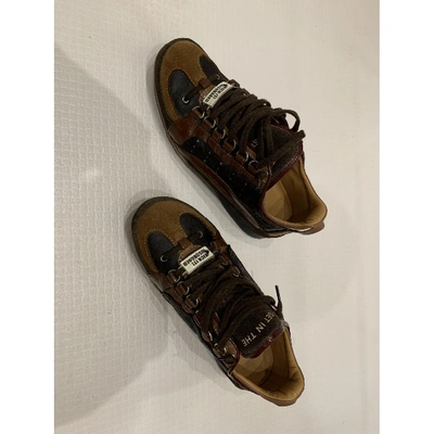Pre-owned Dsquared2 Leather Low Trainers In Brown