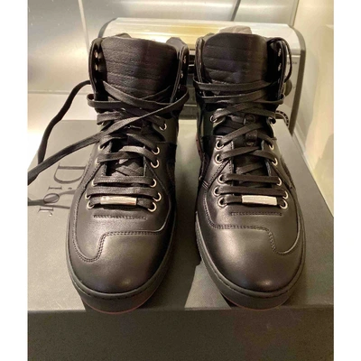 Pre-owned Dior Leather High Trainers In Black