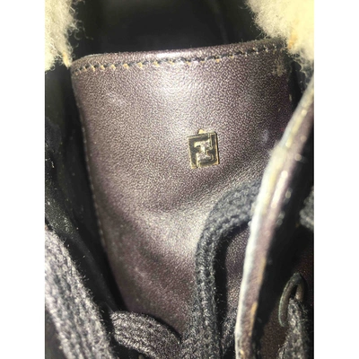 Pre-owned Fendi Leather Lace Ups In Anthracite