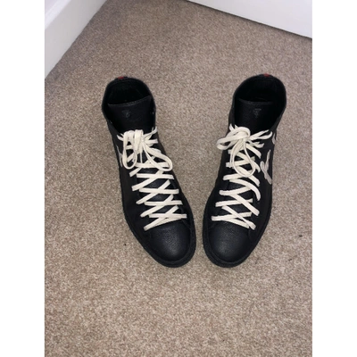 Pre-owned Gucci Leather High Trainers In Black