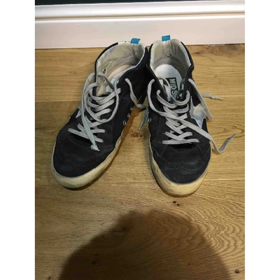 Pre-owned Golden Goose Cloth High Trainers In Navy
