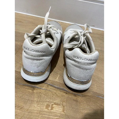 Pre-owned Dolce & Gabbana Cloth Low Trainers In White