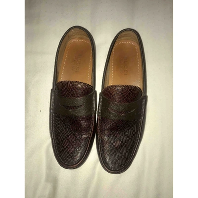 Pre-owned Gucci Leather Flats In Brown