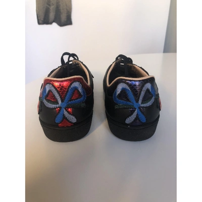 Pre-owned Gucci Ace Leather Low Trainers In Black