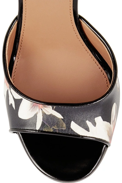 Shop Givenchy Shark Lock Sandals In Magnolia-print Leather In Black