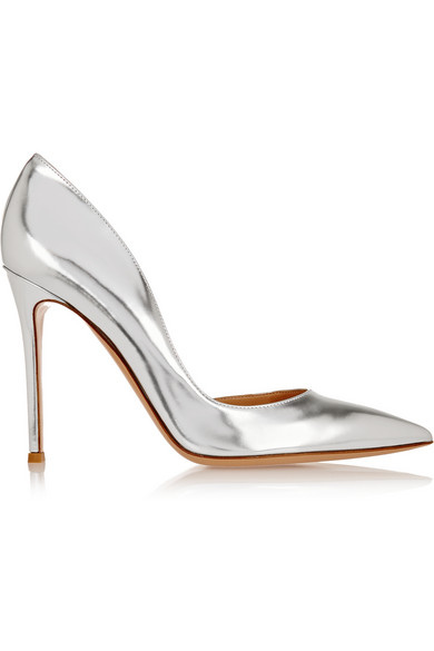 silver leather pumps