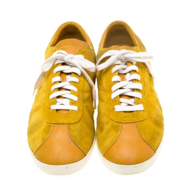 Pre-owned Saint Laurent Yellow Suede Trainers